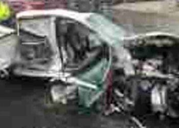 2 collide into fire truck, critically injured