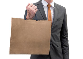 Lawyer holding a shopping bag